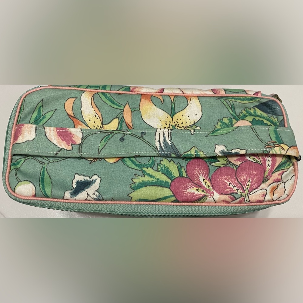 Vintage Trina Cosmetic Organizer Green and Pink Cosmetic Bag - Picture 4 of 10